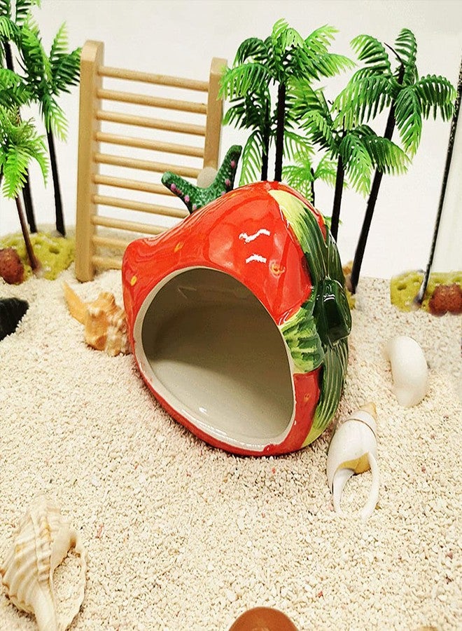 OMEM Reptile Hide and cave Habitat Decor Aquarium/Reptile breeding Box Decorative Accessories - Strawberry House Hermit Crab Landscaping Ornaments - Image 5